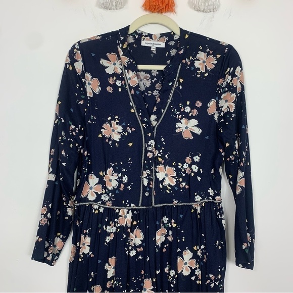 La Petite Francaise Navy Blue Floral Print Dress Size Medium - Picture 3 of 12